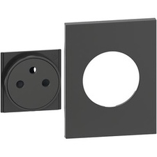 [BTIC_KG55M3F] Plaque plate prise 2P+A noir - version large 3 mod -KG55M3F